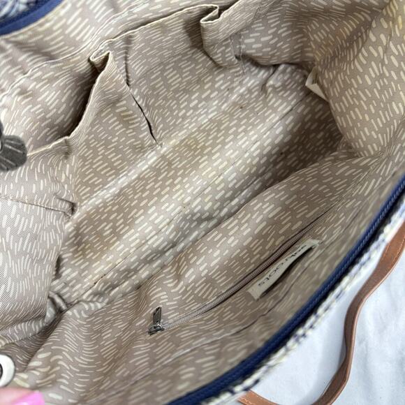 Sakroots Metro 2 Handle Tote Bag Navy and White Durable Purse Coated Canvas Bag - Picture 11 of 16